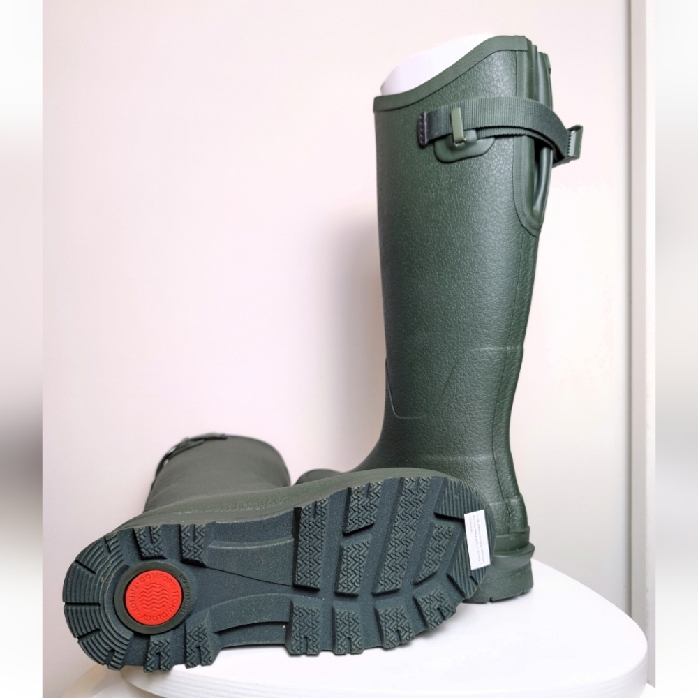 FitFlop Wonderwelly Deep Green Waterproof Tall Rubber Lug Sole Rain Boots Size 6 - Picture 7 of 13